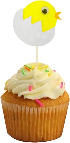 Miniatura 3 de ABOOFAN 48 piezas de decoración para cupcakes de pollito, adorables, decoración de Pascua de cumpleaños, decoración de ducha, comida, fiesta, postre