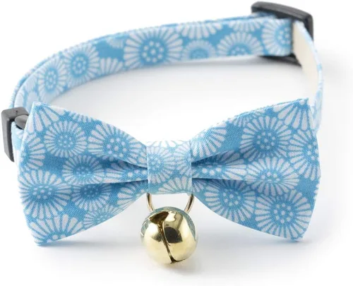 Miniatura 2 de Necoichi Kiku Ribbon Bow Tie Cat Collar (azul bebé)