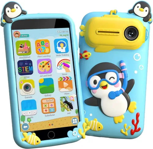 Teléfono inteligente para niños, juguetes educativos para niños con más de 220 juegos, pantalla táctil de 3.97 pulgadas, cámara de 5 MP, control