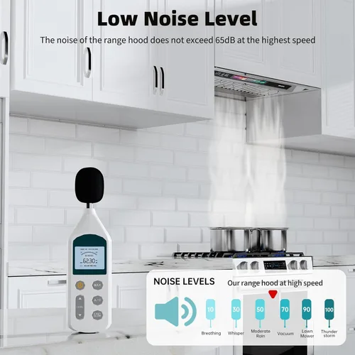 Miniatura 7 de BRANO Campana extractora de inserción, campana de ventilación de cocina integrada de 900 CFM con control de voz, gestos y táctil, ventilador