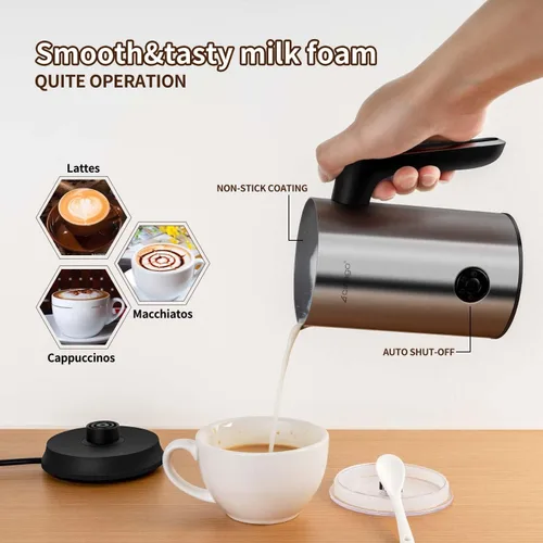 Miniatura 4 de CIRAGO Espumador de leche 4 en 1, vaporizador eléctrico automático de espuma fría y caliente y calentador de leche para latte, capuchinos
