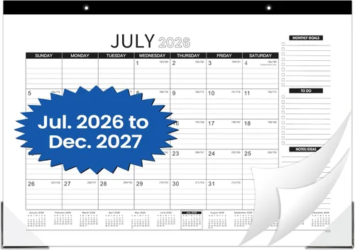 Calendario de escritorio 2026-2026, enero 2026 - diciembre 2026, 12 blocs mensuales de escritorio/calendario de pared 2 en 1, 17 x 12 pulgadas,