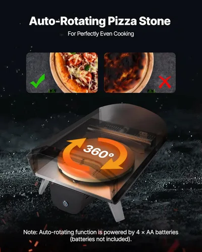 Miniatura 5 de VEVOR Horno de pizza de combustible dual para exteriores, horno de pizza de propano y pellets de madera con rotación automática de 12 pulgadas