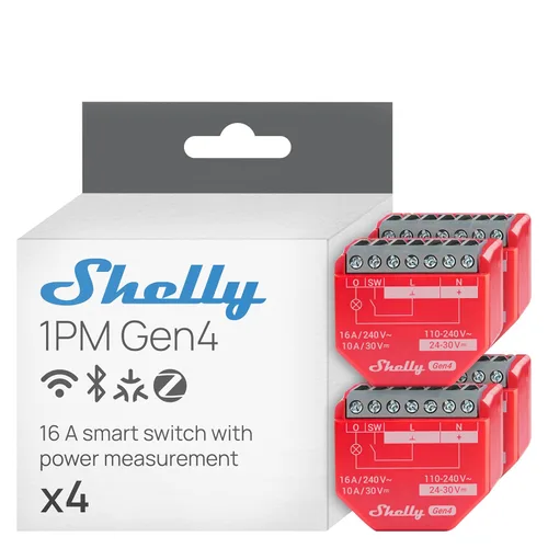 Miniatura 8 de Shelly 1PM Gen4 Interruptor de relé inteligente Wi-Fi, Zigbee, Matter con medición de potencia, 1 canal 16A Automatización del hogar