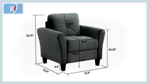 Miniatura 2 de Harper & Bright Designs Sofá individual tapizado de terciopelo con respaldo copetudo con botones, sillón moderno para sala de estar, color negro