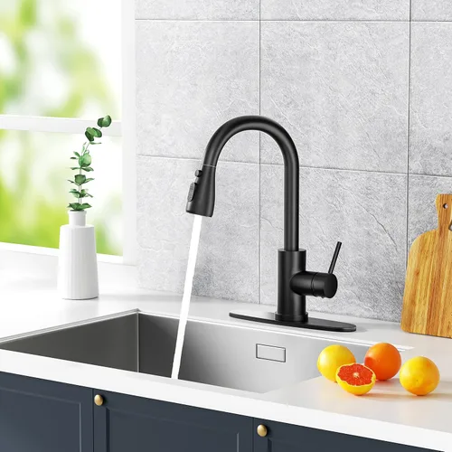 Miniatura 6 de Grifo de cocina con rociador desplegable de un solo mango, arco alto, acero inoxidable comercial, níquel cepillado, grifo para fregadero de cocina