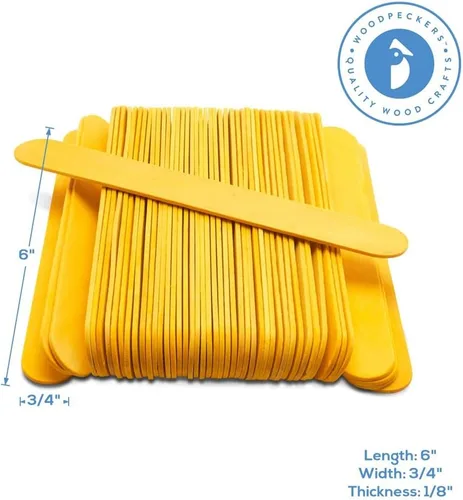 Miniatura 3 de Paquete de 200 palitos amarillos para manualidades, palitos de cera y depresores de lengua de Acción de Gracias, de 6 pulgadas, paquete de 200