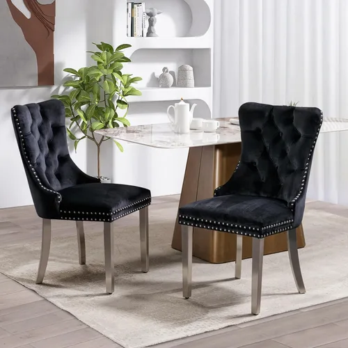 Miniatura 144 de SoarFlash Juego de 4 sillas de comedor de terciopelo, silla lateral de respaldo alto, silla lateral tapizada moderna de alta gama con capitoné