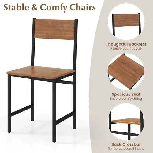 Miniatura 5 de COSTWAY Dining Table Set for 4, Space-Saving Dining Room Table with Bench and 2 Chairs, Storage Rack & Anti-Slip Foot Pads, Industrial Kitchen Table