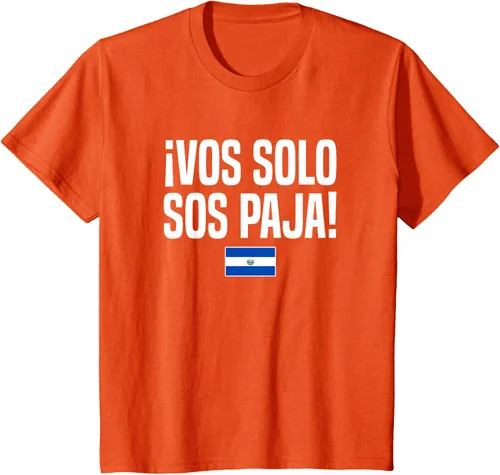 Miniatura 34 de Camiseta Vos Solo Sos Paja Salvadoran Slang Bandera de El Salvador, Negro