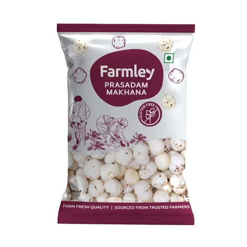 Farmley Phool Makhana crudo sin gluten | Foxnuts crudos, semillas de loto reventadas, 100% natural y crujiente, aperitivo nutritivo alto en