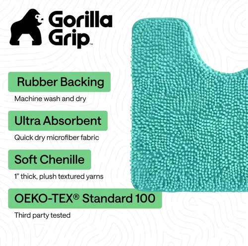 Miniatura 467 de Gorilla Grip - Tapete de baño de felpilla gruesa, suave y absorbente, secado rápido, de microfibra, con reverso de caucho, para piso de ducha, Nube