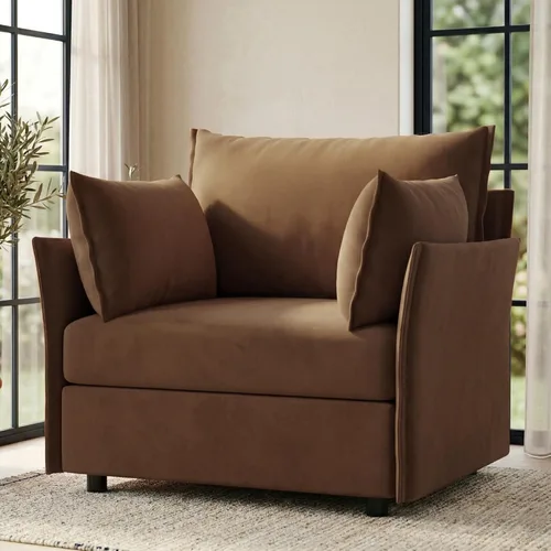 Miniatura 22 de ABCASA Silla de Acento de Gran Tamaño, Sillón Moderno Tapizado con Respaldo Extraíble y Funda Desmontable, Asiento de 24.5 Pulgadas de Profundidad