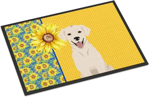 Miniatura 258 de Caroline's Treasures WDK5313MAT Airedale Terrier - Tapete para puerta delantera de 18 x 27 pulgadas, diseño de girasoles de verano, para entrada