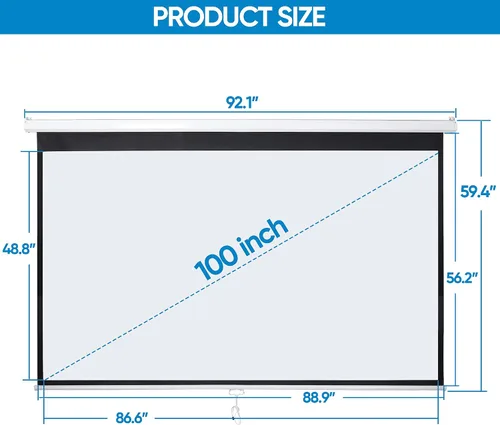 Miniatura 6 de SUPER DEAL 100'' 16:9 HD Pantalla de proyección plegable, no se arruga, portátil, pantalla de películas manual de extracción para cine en casa