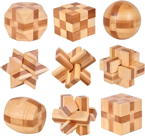Miniatura 7 de VolksRose 12 piezas de rompecabezas de madera para ejercitar el cerebro, juegos de rompecabezas de desafío de coeficiente intelectual, juguete