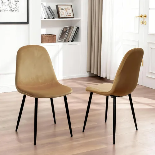 CangLong Juego de 2 sillas de comedor de terciopelo con patas de metal, sillas decorativas para sala de estar y dormitorio, sillas auxiliares