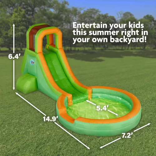 Miniatura 2 de Sunny & Fun Parque acuático inflable de un solo anillo – Resistente para la diversión al aire libre – Pared de escalada, tobogán y piscina profunda