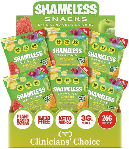Miniatura 11 de Shameless Snacks Sweet & Sour All-Stars, paquete de variedad de caramelos de gomitas ácidos, saludable, vegano, sin gluten, bajo en azúcar