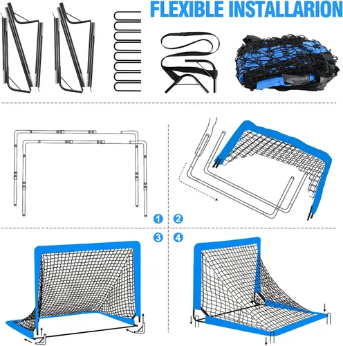 Miniatura 7 de Kids Soccer Goal for Backyard Set - 2 Set of 6X4 / 4X3 ft Toddler Soccer Nets Training Equipment, Soccer Ball, Pop Up Portable Soccer Set for Kids
