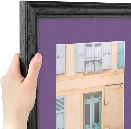 Miniatura 6 de ArtToFrames Marco de fotos de roble rojo sólido de 18 x 24 pulgadas con paspartú de uva individual de 2 pulgadas, SingleMat-0066-59504-YBLK-18x24-849