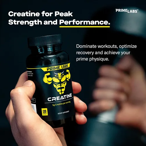 Miniatura 2 de Prime Labs Cápsulas de monohidrato de creatina - 5g (5000mg) - Crecimiento muscular, recuperación, función cerebral - para hombres y mujeres - 120