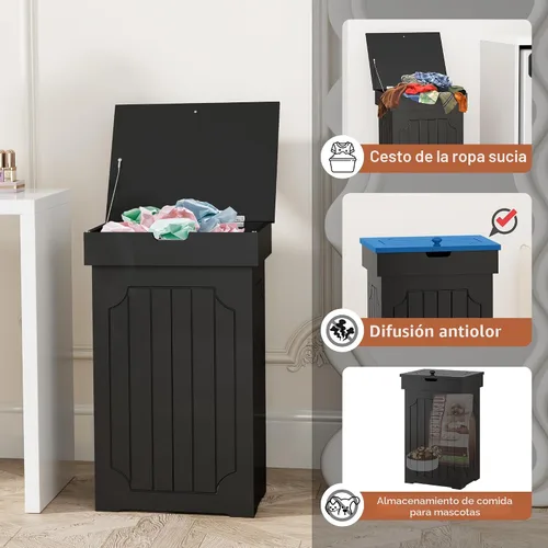 Miniatura 6 de Function Home Gabinete de basura de cocina de 13 galones, papelera de reciclaje de madera, bote de basura independiente a prueba de perros, armario