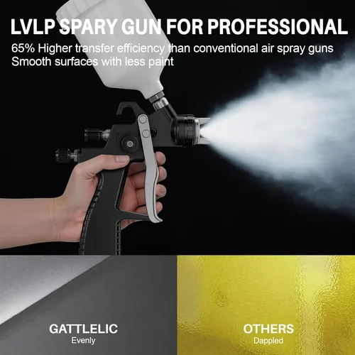 Miniatura 3 de Kit Premium de Pistola de Pulverización de Aire LVLP con Boquilla de 1.3/1.5/1.7mm y Regulador de Aire, Pulverizador de Pintura Automotriz