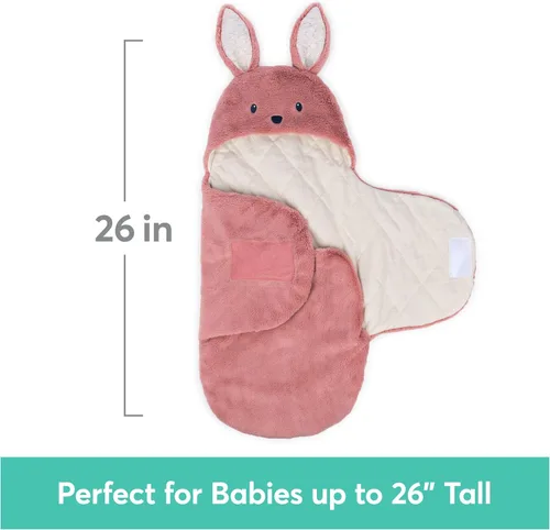 Miniatura 4 de GUND Baby Oh So Snuggly Bunny Manta Envolvente, Manta Envolvente de Felpa con Capucha para Bebé para Recién Nacidos, Rosa/Crema, 26 pulgadas