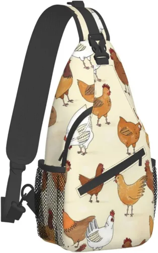 Miniatura 2 de Bolso cruzado del pecho de la historieta animal impreso Crossbody durable Sling Mochila Casual bolsa de viaje para unisex, Patrón de pollo.