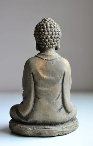 Miniatura 4 de Biedermann & Sons Stone Buddha - Portavelas de té de 6 pulgadas de ancho x 8 pulgadas de alto, estatua de meditación zen, gris claro con detalles