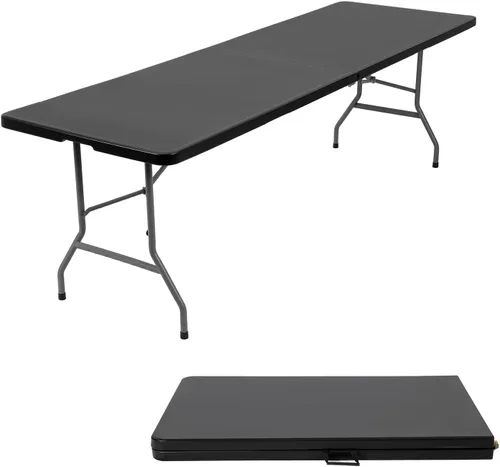Miniatura 16 de FDW Mesa plegable de 4 pies, media mesa plegable portátil de picnic para oficina, hogar, campamento, fiesta (negro, 4 pies)