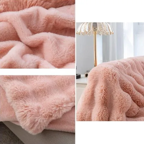 Miniatura 3 de Manta de piel sintética de conejo de lujo, ultra suave, cálida y burbujeante, para sofá y cama, cómoda, acogedora, tamaño individual, matrimonial