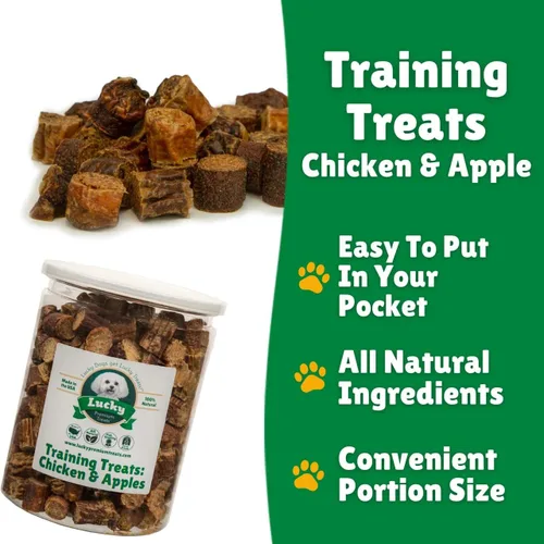 Miniatura 3 de Lucky Premium - Golosinas de entrenamiento de pollo y manzana, golosinas pequeñas y crujientes para recompensas de entrenamiento, tamaño de mordida