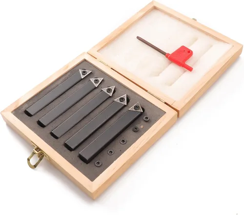 Juego de 5 herramientas de torneado de carburo indexables de 1/2 pulgada AL/AR/BL/BR/E estilo para torneado, revestimiento, taladrado, biselado, se