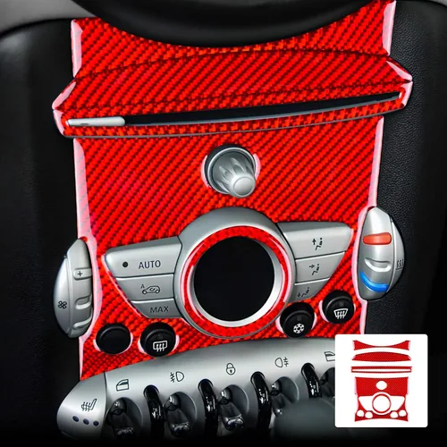 Miniatura 9 de AIRSPEED Para Mini R55 R56 R57 Control Central AC Panel Cubierta de Panel de Botón de Fibra de Carbono Adhesivo Decoración Interior Trim para Mini