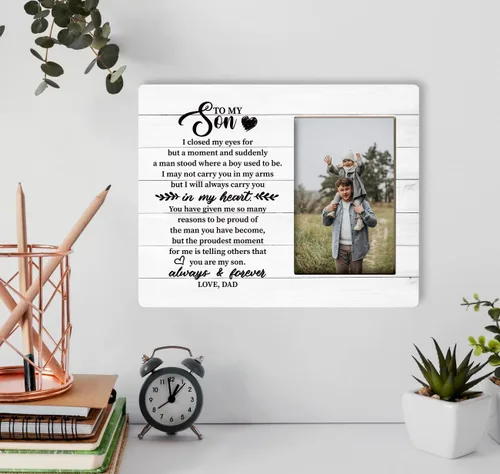 Miniatura 4 de Placa de Regalo con Foto para Hijo, El Momento Más Orgulloso para Mí es Decirle a Otros que Eres Mi Hijo, Placa de Regalo con Foto en Marco