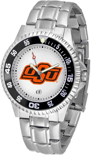 Miniatura 52 de SunTime Reloj de cuarzo de 1.575 in para hombre, correa de acero inoxidable de 0.787 in, esfera Gameday Tulane ola verde