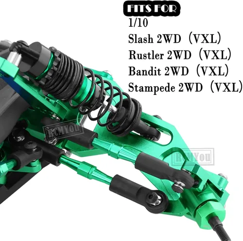 Miniatura 2 de RC Upgrades Part para 1/10 Slash 2WD/Stampede 2WD/Rustler 2WD/Bandit 2WD, eje de transmisión RC CVD ejes y tensores de aleación Camber Links, verde