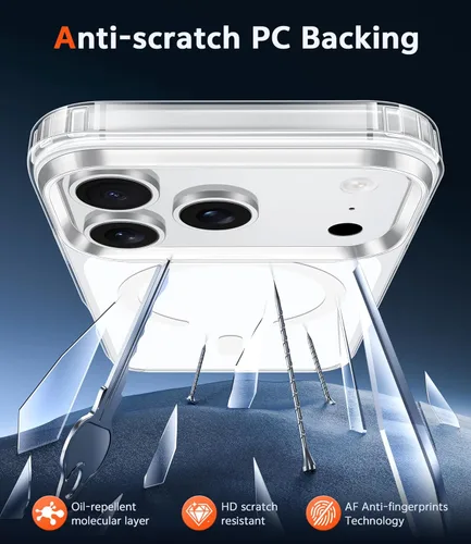 Miniatura 1548 de FNTCASE Funda para iPhone 13 Pro-Max: Fundas magnéticas transparentes compatibles con Magsafe Slim anti amarillamiento protección contra caídas