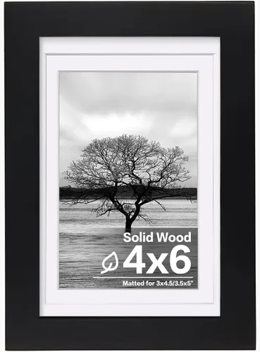 Miniatura 45 de Egofine - Portarretratos de 4 x 6 pulgadas, de madera maciza con plexiglás, para fotos de 3.5 x 5 con paspartú o de 4 x 6 sin paspartú, para colocar
