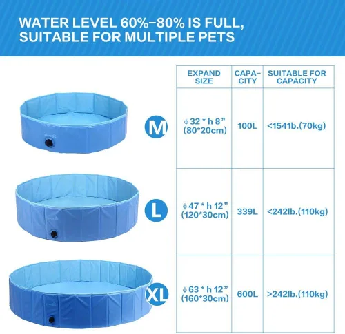 Miniatura 6 de Piscina infantil para mascotas, piscina infantil para niños, piscina plegable resistente para perros, bañera para niños, piscina para jardín, patio
