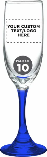 Miniatura 23 de DISCOUNT PROMOS Premiere - Juego de 10 copas de champán de 6.25 onzas, paquete a granel, elegantes vasos para bodas, eventos y regalos Blanco - Azul