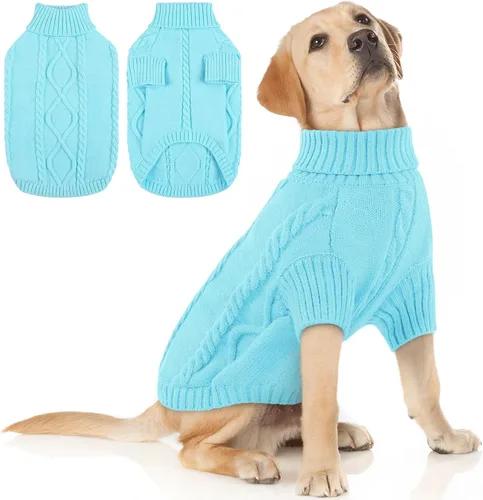 Miniatura 39 de Queenmore - Suéter de punto trenzado con cuello alto para perros pequeños, para climas fríos, para chihuahua, bulldog, teckel, carlino y yorkie, XS