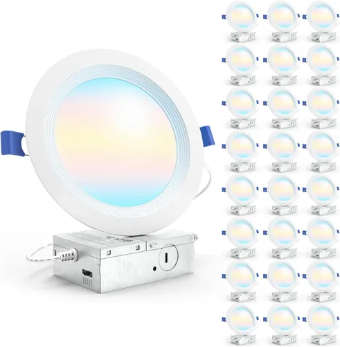 Sunco Paquete de 24 unidades de luz LED empotrable de 6 pulgadas, luces empotrables sin carcasa para techo, con borde, 850 LM, 14 W, CCT 3000K