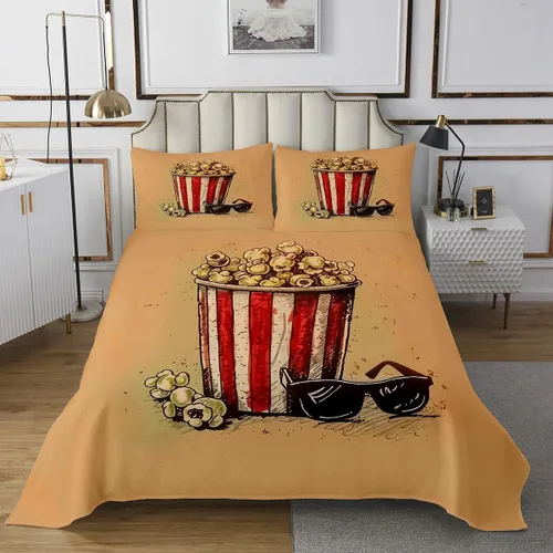 Miniatura 31 de Homewish Theater Cinema Poster Quilt Sets Twin Size,Retro Movie Bedspread Coverlet 2Pcs for Kids Girls Boys Room Decor,Popcorn Quilts Set Movie