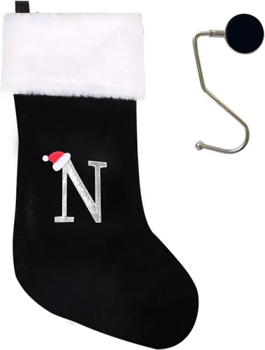 Miniatura 29 de Medias de Navidad de 20 pulgadas con monograma, letras, medias súper suaves grandes de Navidad, medias de monograma rojo para Navidad, regalo