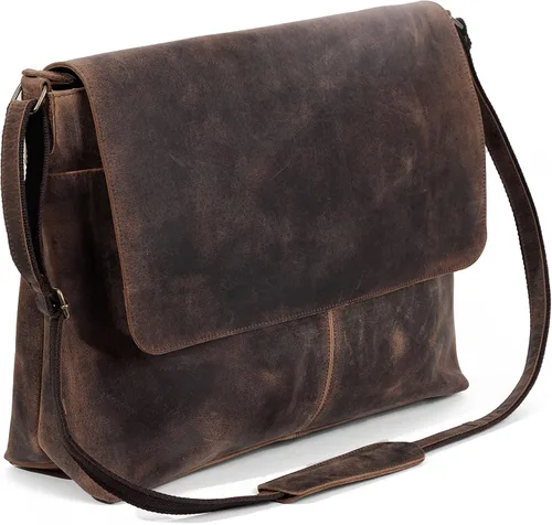 KPL - Maletín de cuero para laptop para hombres y mujeres, la mejor bolsa de computadora de oficina de búfalo hecho a mano, desgastado bronceado