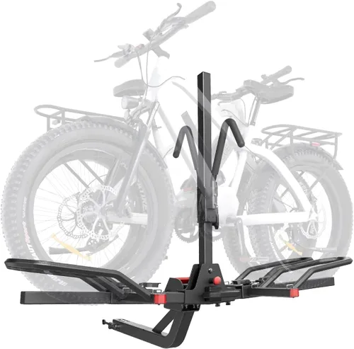 Miniatura 5 de KYX - Soporte de enganche para bicicleta eléctrica de 220 lb, soporte de enganche para 2 bicicletas estilo plataforma para automóviles, camiones