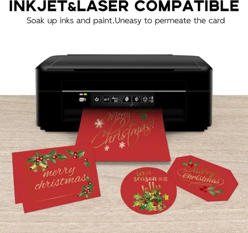 Miniatura 4 de 24 hojas de cartulina roja brillante de 8.5 x 11 pulgadas, papel de construcción Goefun de 80 libras para Navidad, día de San Valentín, invitaciones